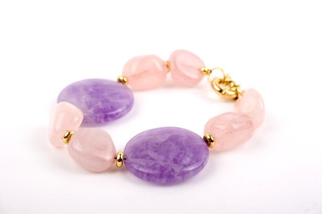 Grape Crush Amethyst Rose Quartz Bracelet